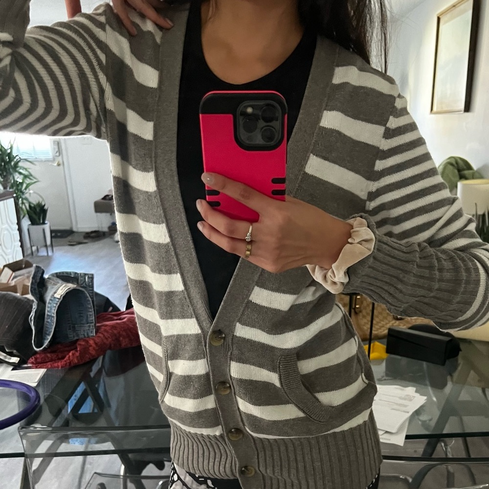 Oversized stripped grandpa cardigan - Picture 4 of 4